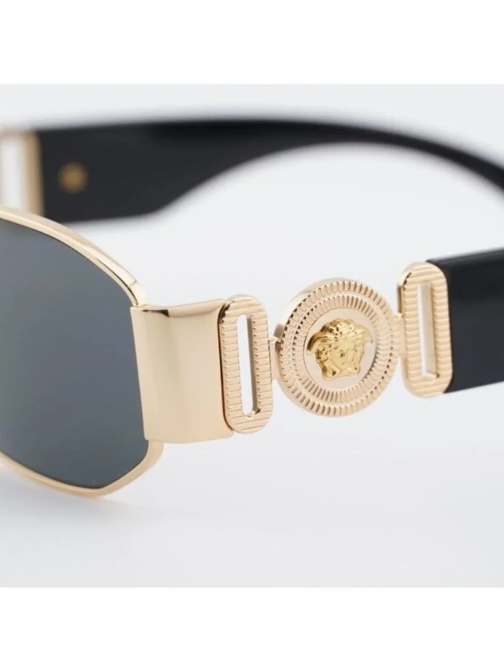 Versace VE2287 100287 Sunglasses Gold Rectangle Frame, Grey Lenses